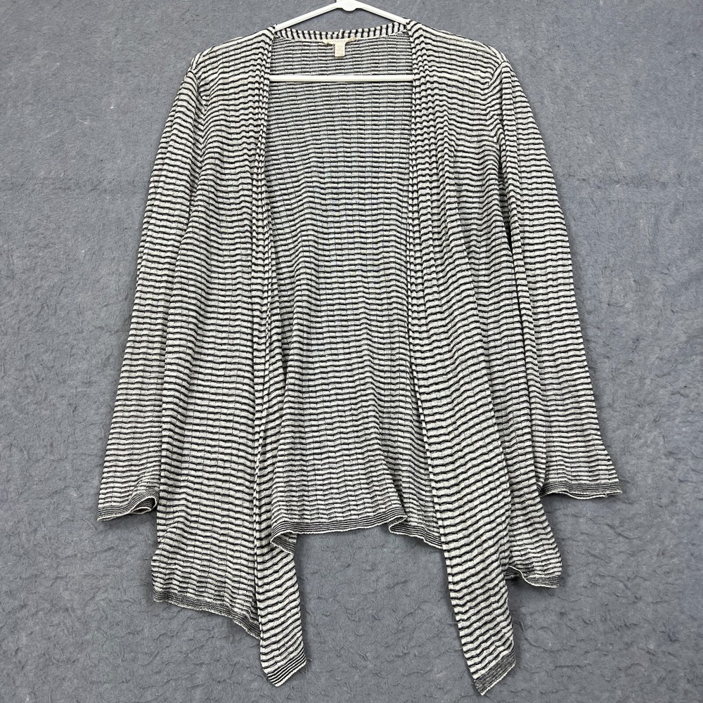 Eileen Fisher Cardigan Women's PS Petite Bone Striped Italian Organic Linen Knit